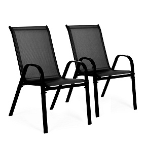 Set of 2 Garden Chairs for Terrace or Balcony Black MultiGarden Set of 2 Garden Chairs for Terrace or Balcony Black MultiGarden