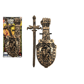 Meč se štítem plast 48cm na kartě