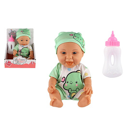Panenka/Miminko s lahvičkou plast 26cm pevné tělo 2 druhy v krabičce 15x13x18cm
