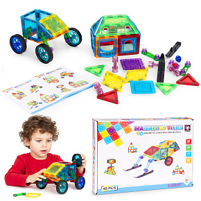 Magnetic Construction Blocks House & Car Set 48 Pieces