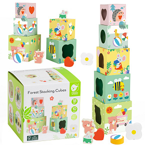 CLASSIC WORLD Skládačka Kostky Box Lesní Pyramidka 10 ks. FSC