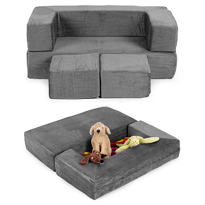 Modular Foldable Sofa for Children DIY 4 Soft Cushions - Grey ECOTOYS