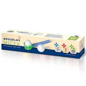 MAGIC BALL modrý kouzelný míček foukací hlavolam v krabičce 22x4,5x3cm