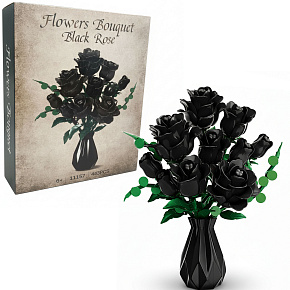 Lebula stavebnice černé růže kytice 443 ks. prvky