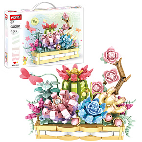 Lebula stavebnice sada 438 ks pro děti květináč s květinami