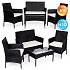 Garden Furniture Set – Table, Bench, Armchairs Black MultiGarden