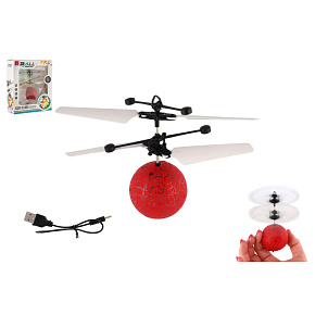 Vrtulníková koule létající plast 13x11cm svítící reagující na pohyb ruky,USB kabelem červená v krab. Vrtulníková koule létající plast 13x11cm svítící reagující na pohyb ruky,USB kabelem červená v krab.