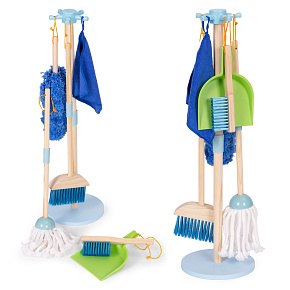 Wooden Cleaning Set for Children Mop Broom with Dustpan 7 Pieces ECOTOYS