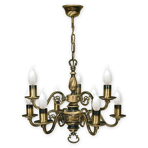 Lemir Závěsné svítidlo na řetězu 387/W9 Svícen lustr 9 ramenný, patina