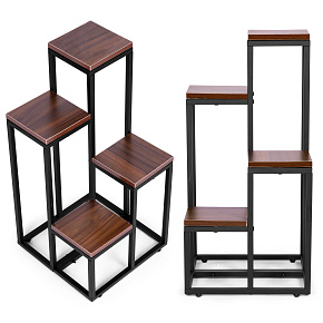 Plant Stand Shelf for Flowers and Decorations – 4 Tiers, Metal & MDF Dark Walnut ModernHome Plant Stand Shelf for Flowers and Decorations – 4 Tiers, Metal & MDF Dark Walnut ModernHome