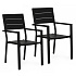 Set of 2 Garden Chairs for Terrace or Balcony, Steel & HDPE Black MultiGarden