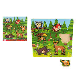 Vkládačka dřevěná Moje první zvířátka lesní 6 ks 22,5x22,5x2,5 cm 12m+ MPZ