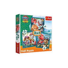 Puzzle 3v1 Tlapková patrola/Paw Patrol Dino Movie: Dinosauří ostrov 20x19,5cm v krabici 