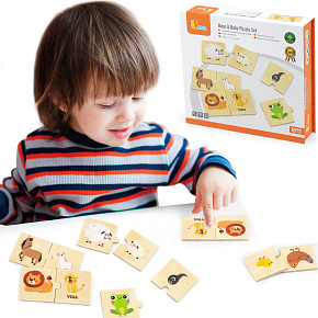 VIGA Dřevěné Puzzle Skládačka Zvířátka Malá a Velká