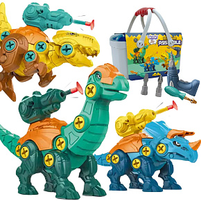WOOPIE Sada Dinosauři ke Šroubování 3 ks. Konstrukční Sada v Krabici + Vrtačka a Šroubovák WOOPIE Sada Dinosauři ke Šroubování 3 ks. Konstrukční Sada v Krabici + Vrtačka a Šroubovák