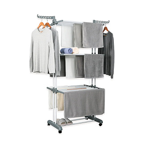 Herzberg HG-8034GRY: Pohyblivý stojan na oblečení - Šedý Herzberg HG-8034GRY: Pohyblivý stojan na oblečení - Šedý