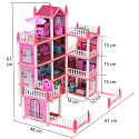 Domeček pro panenky růžová vila DIY 4 úrovně nábytek 61 cm