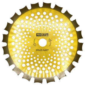 Nůž křovinořezu (kotouč) (D255*25.4) 40Т  (oboustranný) (gold) PROCRAFT