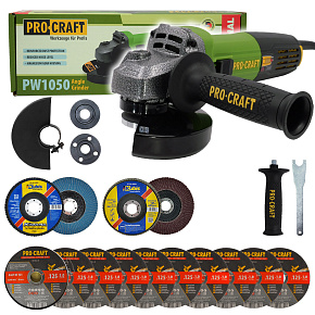 Bruska úhlová Procraft PW1050 + 10x řezný kotouč, 2x lamelový kotouč Bruska úhlová Procraft PW1050 + 10x řezný kotouč, 2x lamelový kotouč