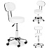 Swivel Stool with Backrest Cosmetic Medical Adjustable Chair, White, ModernHome