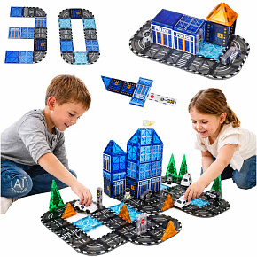 Magnetické stavební kostky 3D policejní vozy 91 dílků