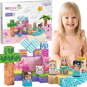 WOOPIE Magnetické Kostky Magnety 86ks 3D Vzdělávací Skládačka Sada Montessori pro Děti 3+