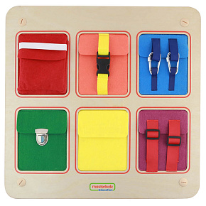 MASTERKIDZ Dřevěná Manipulační Nástěnná Tabule Flex Barevné Kapsičky Přezky a Suché zipy MASTERKIDZ Dřevěná Manipulační Nástěnná Tabule Flex Barevné Kapsičky Přezky a Suché zipy