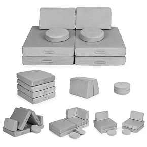 Velká modulární rozkládací pohovka pro děti DIY 8 měkkých polštářů - šedá ECOTOYS Velká modulární rozkládací pohovka pro děti DIY 8 měkkých polštářů - šedá ECOTOYS