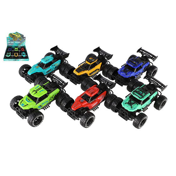 Auto terénní Off-Road 11x16cm na setrvačník 4 barvy 6ks v boxu