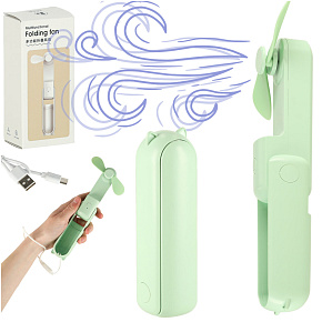Stolní ventilátor mini ruční skládací větráček přenosný USB zelený