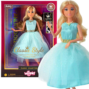 WOOPIE ROYAL Panenka Lily 30 cm Dlouhé Blond Vlasy Elegantní Tyrkysové Šaty