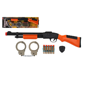 Puška/brokovnice +pouta+náboje na přísavky plast 50cm na kartě