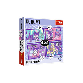 Puzzle 4v1 Den s Kuromi v krabici 28x28x6cm Puzzle 4v1 Den s Kuromi v krabici 28x28x6cm