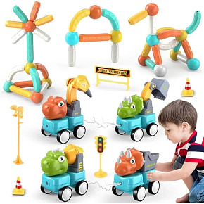 WOOPIE Magnetické Stavební Kostky Dinosauři 84 ks.