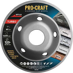 Diamantový brusný kotouč (hrncový) Procraft WT125 Turbo