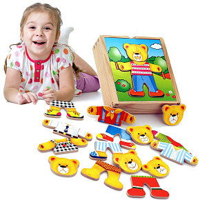 VIGA Dřevěné Puzzle Vzdělávací Skládačka Obleč Medvídka Chlapce VIGA Dřevěné Puzzle Vzdělávací Skládačka Obleč Medvídka Chlapce