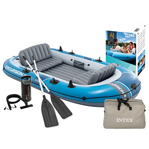 Inflatable boat Excursion 4, 4-person, with pump, 2 oars and bag, INTEX 66324 Inflatable boat Excursion 4, 4-person, with pump, 2 oars and bag, INTEX 66324