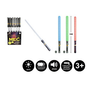 Meč svítící vesmírný plast 73cm na baterie se světlem se zvukem  24ks v boxu