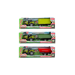 Traktor s vlekem plast 24cm na volný chod na baterie se světlem, zvukem 3 druhy v krabici 29x9cm Traktor s vlekem plast 24cm na volný chod na baterie se světlem, zvukem 3 druhy v krabici 29x9cm