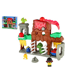 Sada dobrodružný svět dinosaurů s doplňky plast na baterie se zvukem, světlem v krabici 48x39cm 18m+