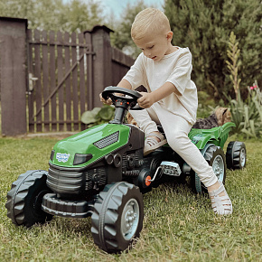 WOOPIE Traktor na Pedály Farmer GoTrac MAXI s Přívěsem Tichá Kola