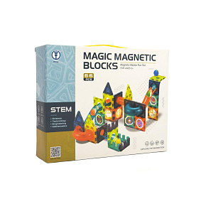 Kuličková dráha magnetická stavebnice plast 66ks v krabici 31x25x8cm