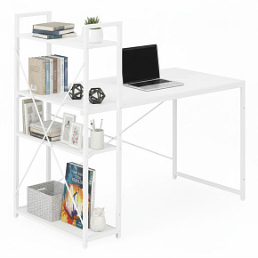 Školní počítačový stůl 120x60 cm regál se 3 policemi bílý ModernHome