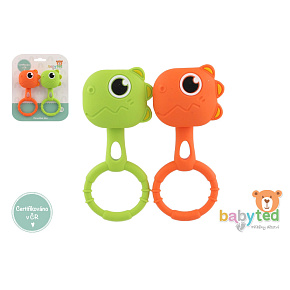 Chrastíček dino 2ks babyted chrastítko silikon 13x5cm na kartě 0m+