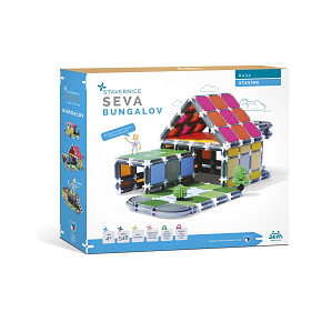 Stavebnice SEVA STAVÍME Bungalov plast 548 dílků v krabici 35x33x7cm
