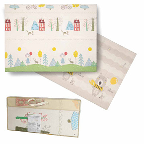 Oboustranná skládací pěnová vzdělávací podložka 150x200 cm stromy medvědi