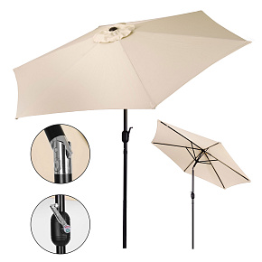 Large Tilted Garden Parasol with Crank 270 cm Beige MultiGarden Large Tilted Garden Parasol with Crank 270 cm Beige MultiGarden