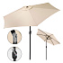 Large Tilted Garden Parasol with Crank 270 cm Beige MultiGarden