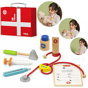 VIGA Dřevěná sada malého lékaře v kufříku