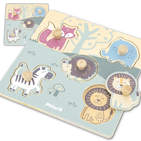 VIGA PolarB Dřevěné Puzzle Zvířata s Kolíčky VIGA PolarB Dřevěné Puzzle Zvířata s Kolíčky